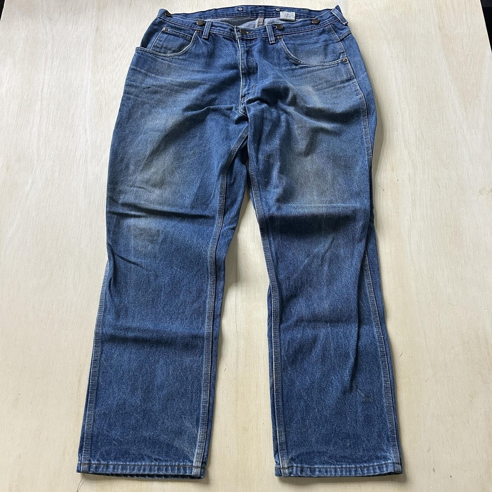 Key Jeans Mens 38x32 Medium Wash Blue Denim Relaxed Straight Carpenter Workwear
